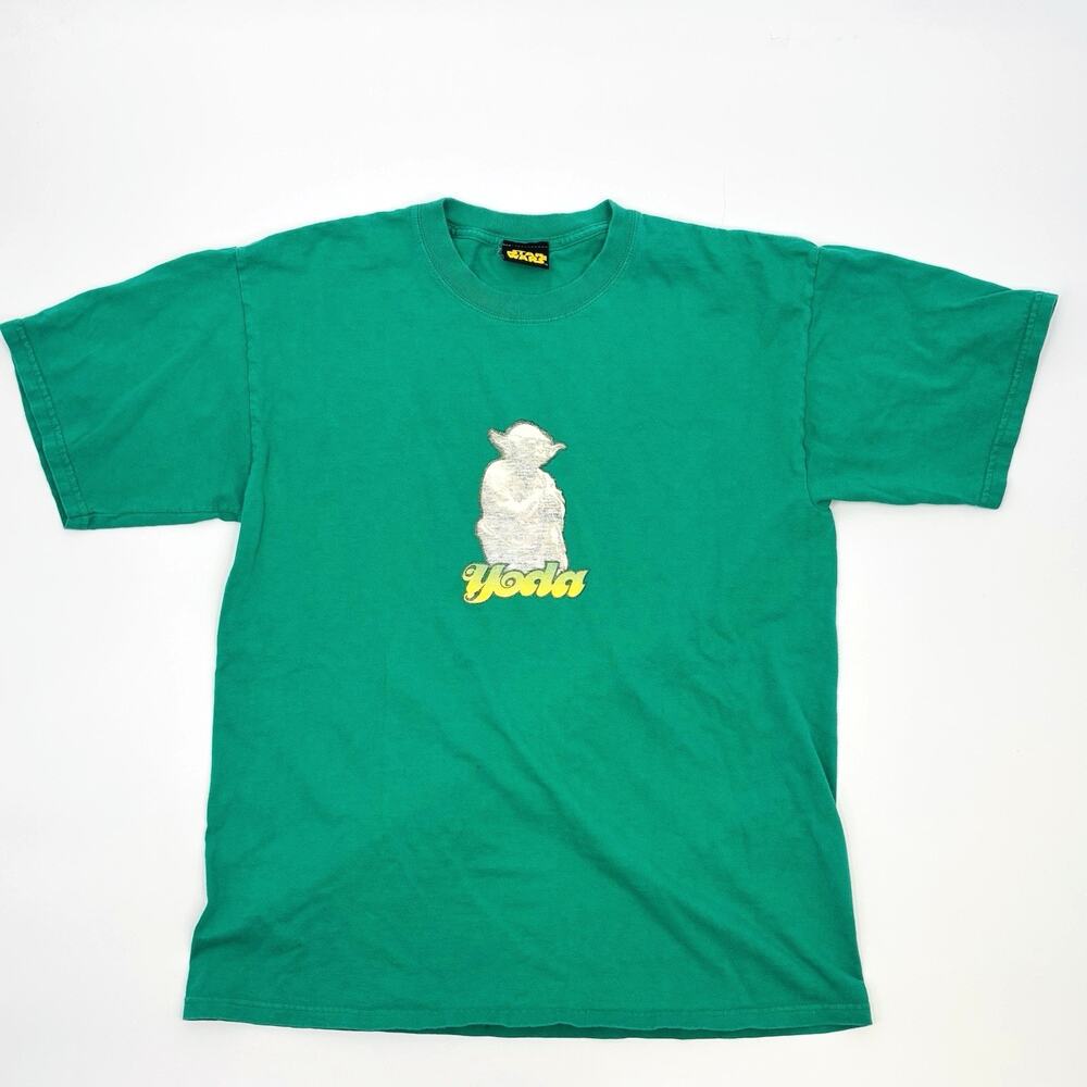 Vintage Star Wars T Shirt Men’s Large Green Yoda Episode 1 90s Y2K Movie Promo